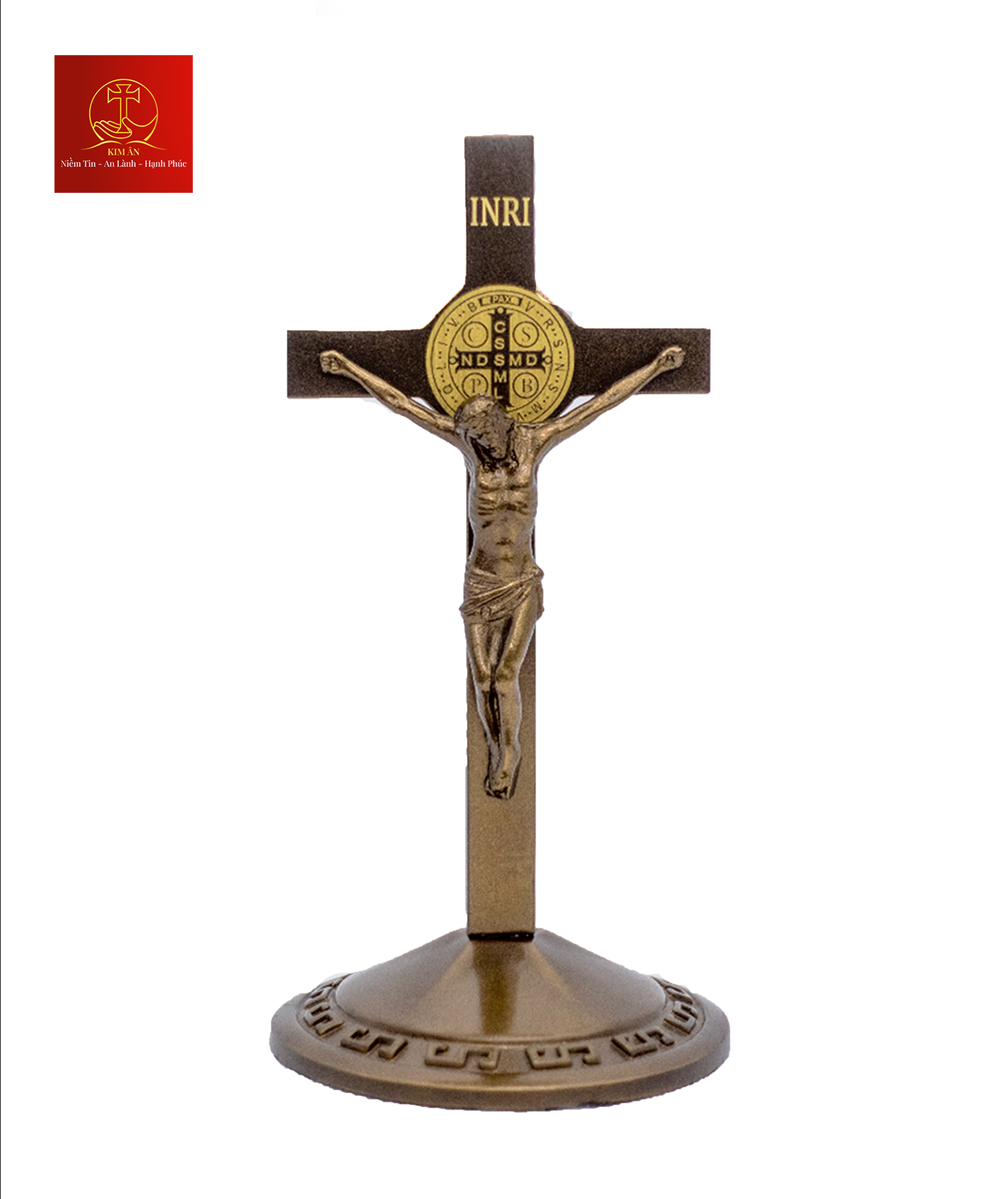 Thánh Giá Mini Có Mề Đay BENEDICT cao 12cm – Màu Cổ Điển