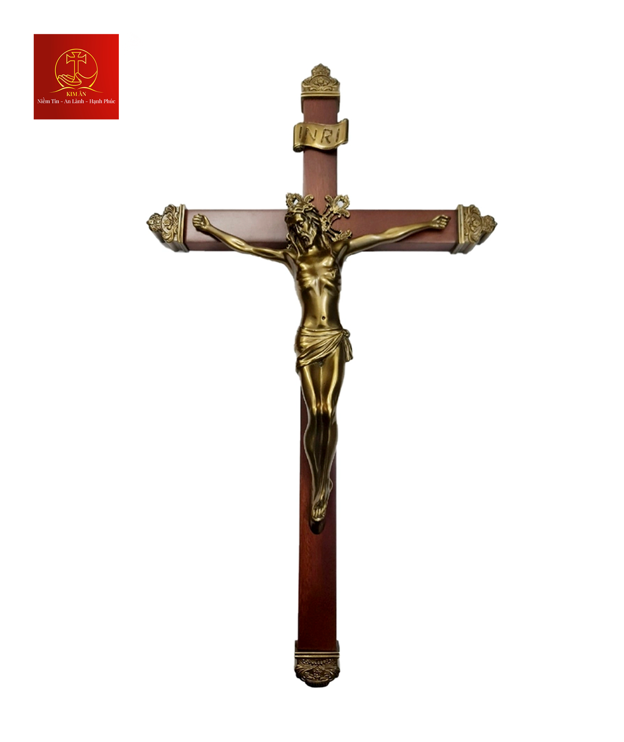 Thánh Giá Chúa Giêsu Bằng Gỗ Treo cao 33cm – Màu Cổ Điển