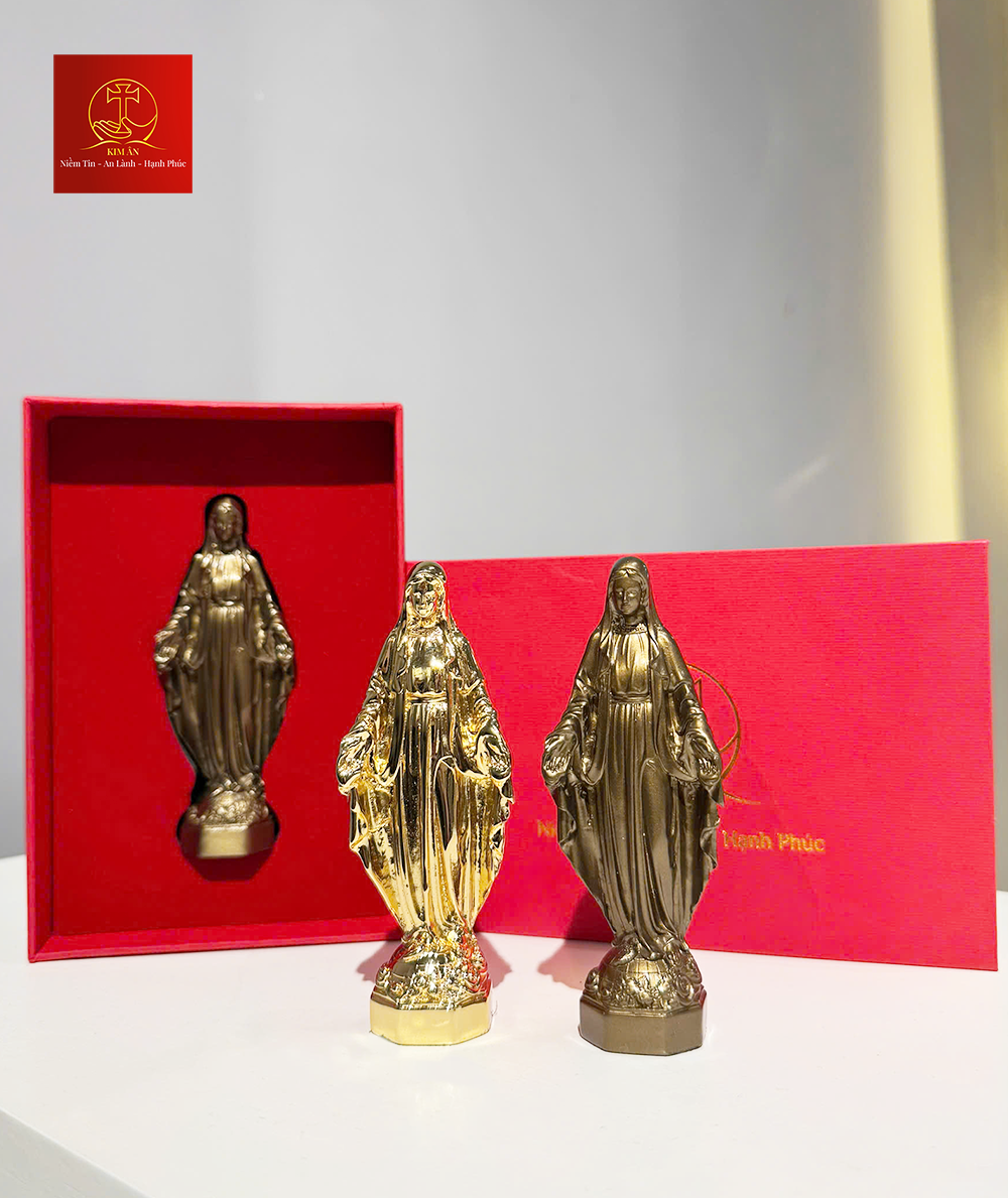 Tượng Mẹ Ban Ơn bằng đồng cao 10cm – Màu Gold