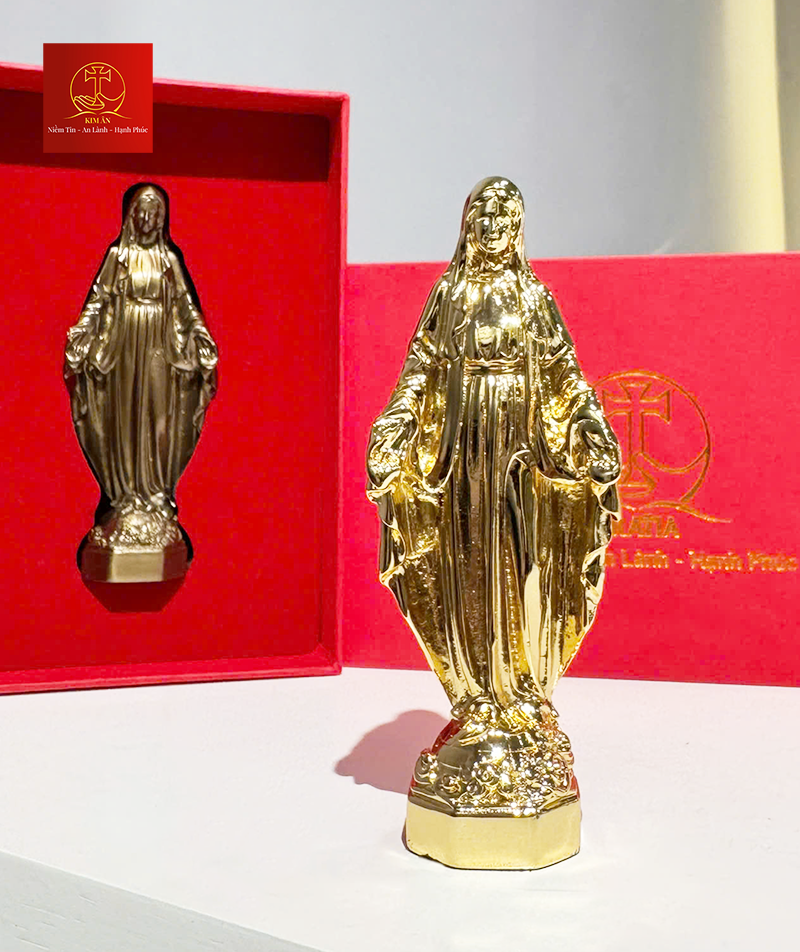 Tượng Mẹ Ban Ơn bằng đồng cao 10cm – Màu Gold