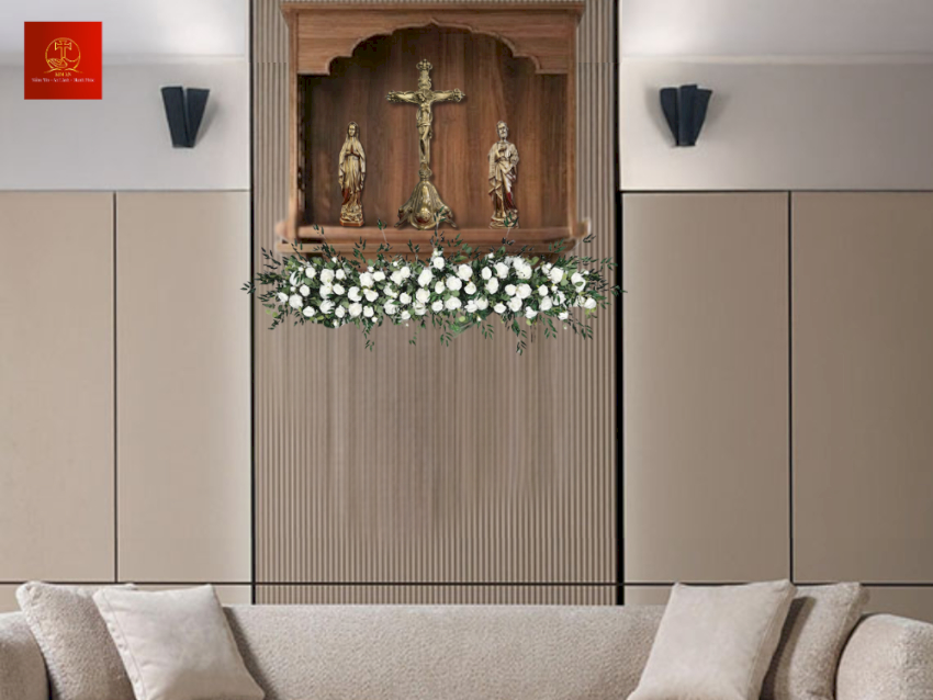 ban-tho-cong-giao-thiet-ke-hop-go-treo-tuong Bàn thờ Công giáo thiết kế hộp gỗ treo tường