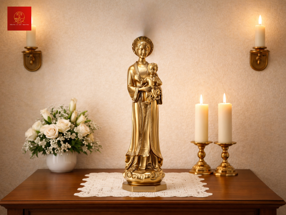 Chất liệu đồng cao cấp giúp tái hiện nếp áo dài mềm mại và bền bỉ