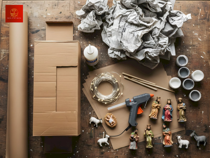 image16-23752bc2-ee79-40f8-a4d4-44f4cc7564e2 Chuẩn bị nguyên liệu để làm hang đá Noel bằng thùng carton.