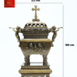 Lư Hương Đồng Vuông - Cao 60 cm