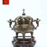 Bộ Lư Hương Đồng Cao 37cm - Màu Cổ Điển