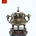 Bộ Lư Hương Đồng Cao 37cm - Màu Cổ Điển