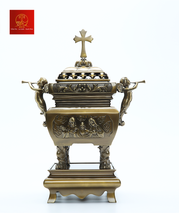 Lư Hương Đồng Vuông - Cao 60 cm