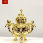 Lư Xông Trầm (mẫu tròn) Cao 22cm - Màu Gold