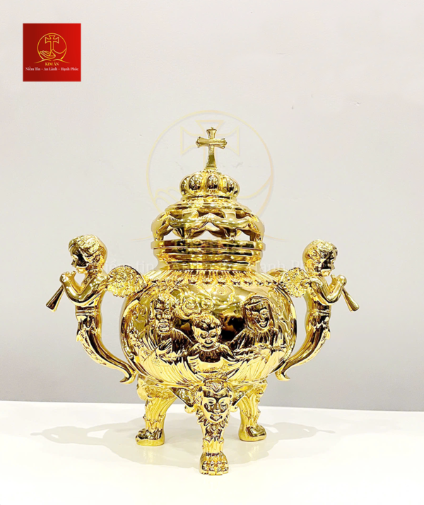 Lư Xông Trầm (mẫu tròn) Cao 22cm - Màu Gold