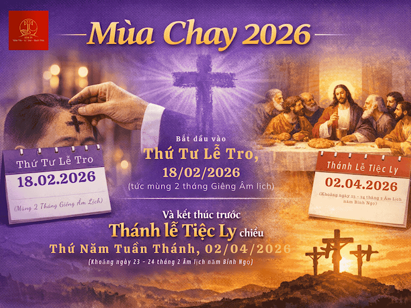 Mùa Chay 2026 bắt đầu vào Thứ Tư Lễ Tro