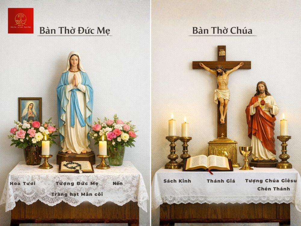 Sự khác biệt giữa bàn thờ Đức Mẹ và bàn thờ Chúa