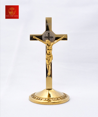 Thánh Giá Mini Có Mề Đay BENEDICT cao 12cm – Màu PVD Gold