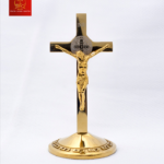 Thánh Giá Mini Có Mề Đay BENEDICT cao 12cm - Màu PVD Gold