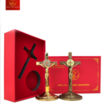 Thánh Giá Mini Có Mề Đay BENEDICT cao 12cm - Màu PVD Gold