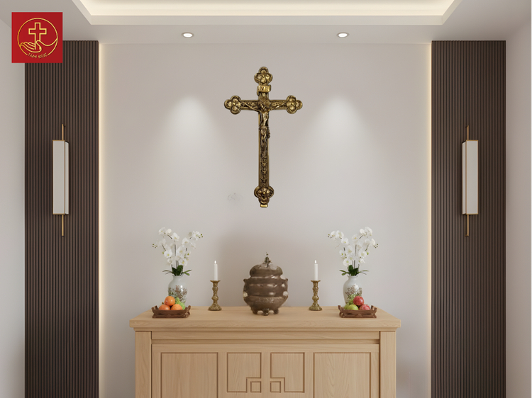 Thánh Giá hoa đào không đế - màu cổ điển (TGT-260275-D)