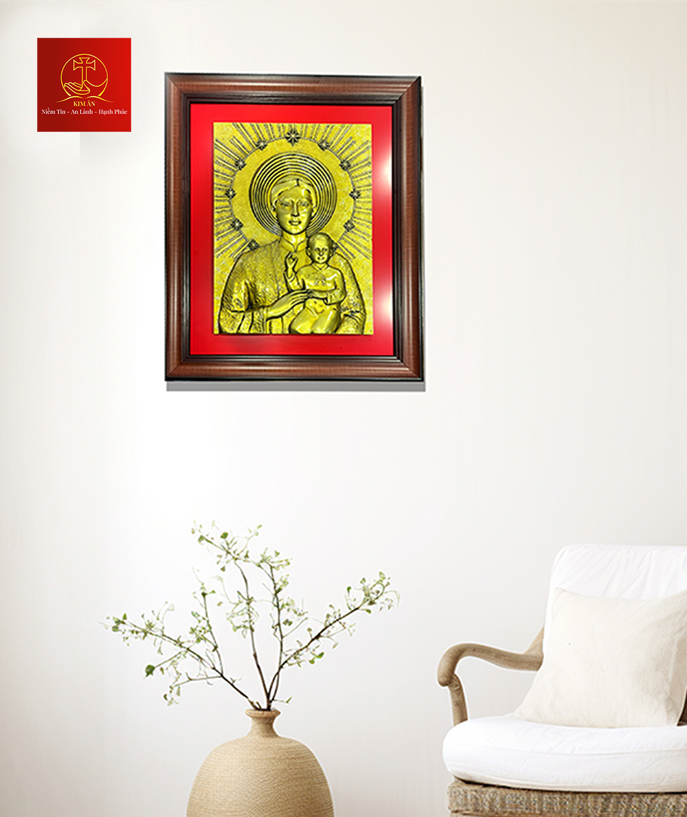 Tranh Phù Điêu Đức Mẹ La Vang Bằng Đồng