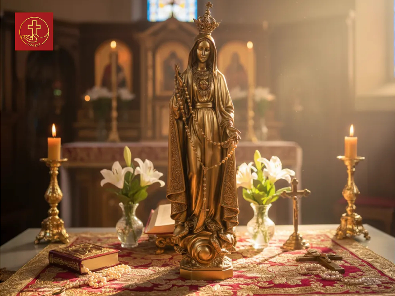 Tượng mẹ Fatima mô tả Mẹ hiện ra tại Fatima
