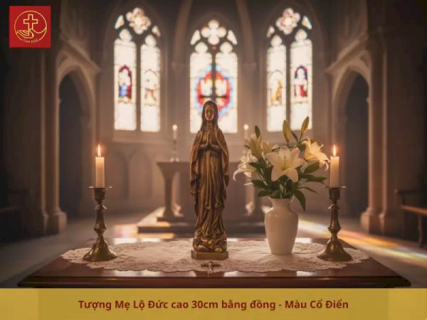 Tượng Mẹ Lộ Đức cao 30cm màu cổ điển sang trọng và linh thánh.