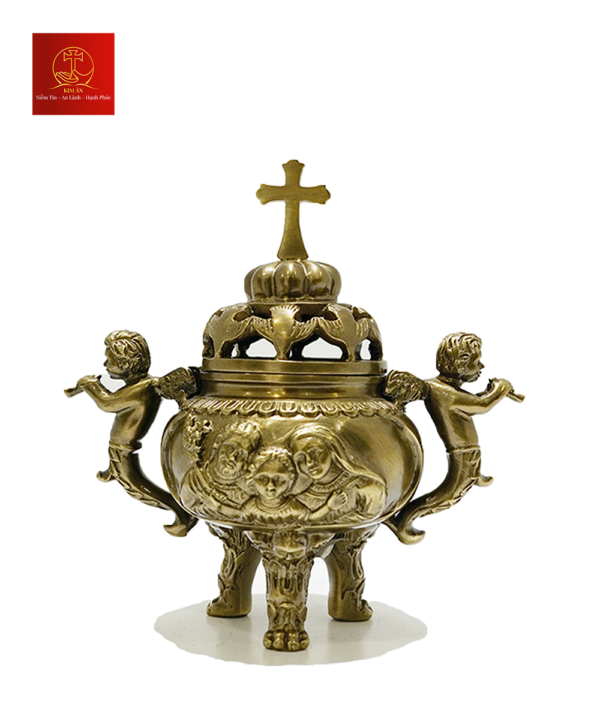 Lư Xông Trầm ( Mẫu Tròn ) Cao 13cm - Màu Cổ Điển