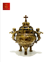 Lư Xông Trầm ( Mẫu Tròn ) Cao 19cm – Màu Cổ Điển