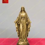 Tượng mẹ fatima màu vàng chất liệu Đồng cao 40cm