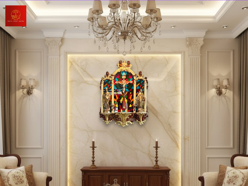 Bàn thờ Chúa Filber đương đại phù hợp không gian trần cao