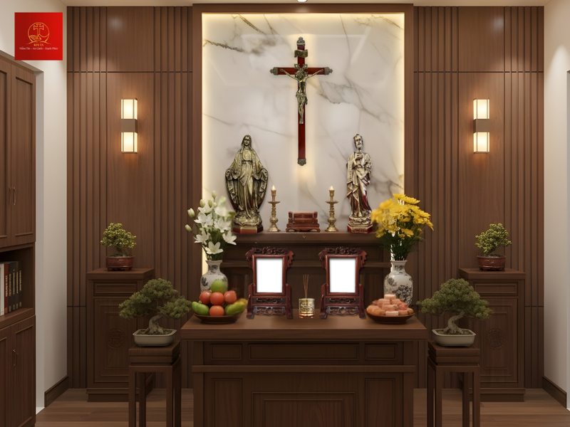Bàn thờ Chúa kích thước lớn mẫu đương đại giữ sự trang nghiêm hài hòa