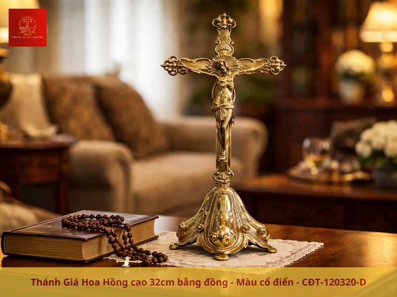 Cây Thánh giá Hoa Hồng cao 32cm