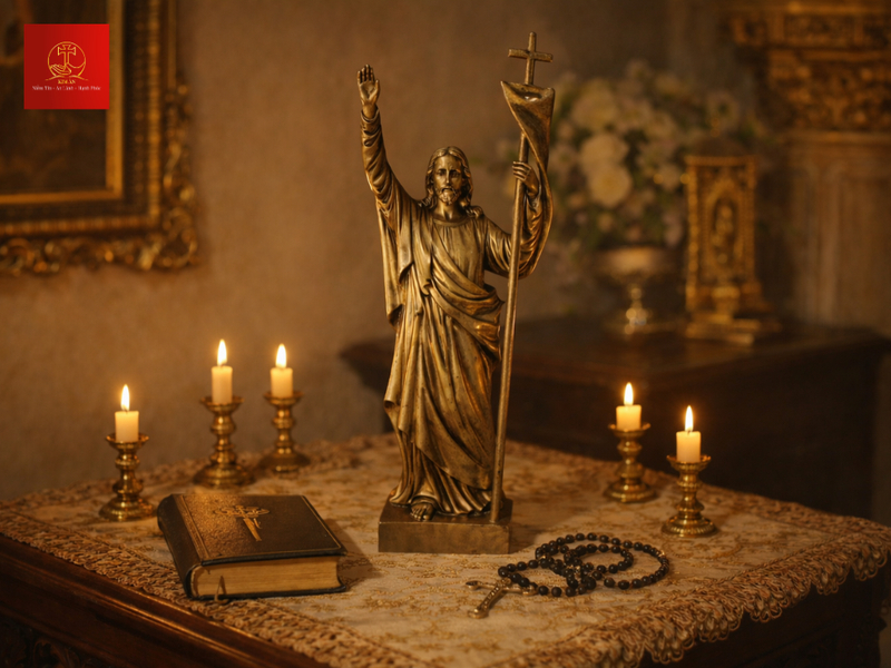 Công nghệ đúc mạ vàng tiên tiến của Kim Ân được ứng dụng để chế tác tượng Chúa