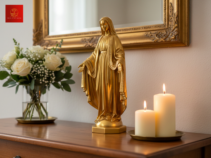 Tượng Đức Mẹ bằng đồng phủ bảo vệ giữ vẻ đẹp lâu bền