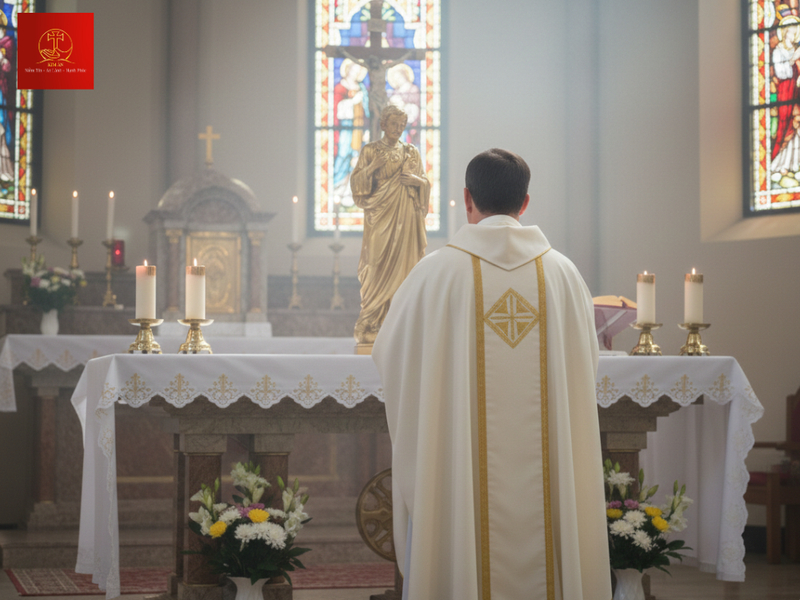 Làm phép tượng thánh Giuse để thánh hóa vật phẩm