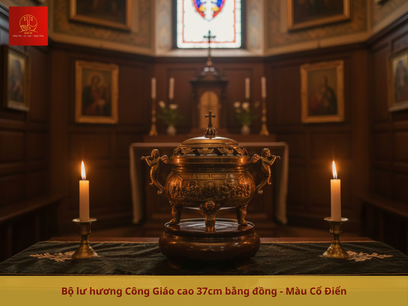 Lư hương Công giáo 37cm uy nghiêm
