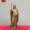 Tượng Thánh Đa Minh tay cầm Thánh Giá chất liệu đồng nguyên chất cao 10cm