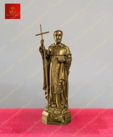 Tượng Thánh Đa Minh 50cm tay cầm gậy mục tử rao giảng tin mừng