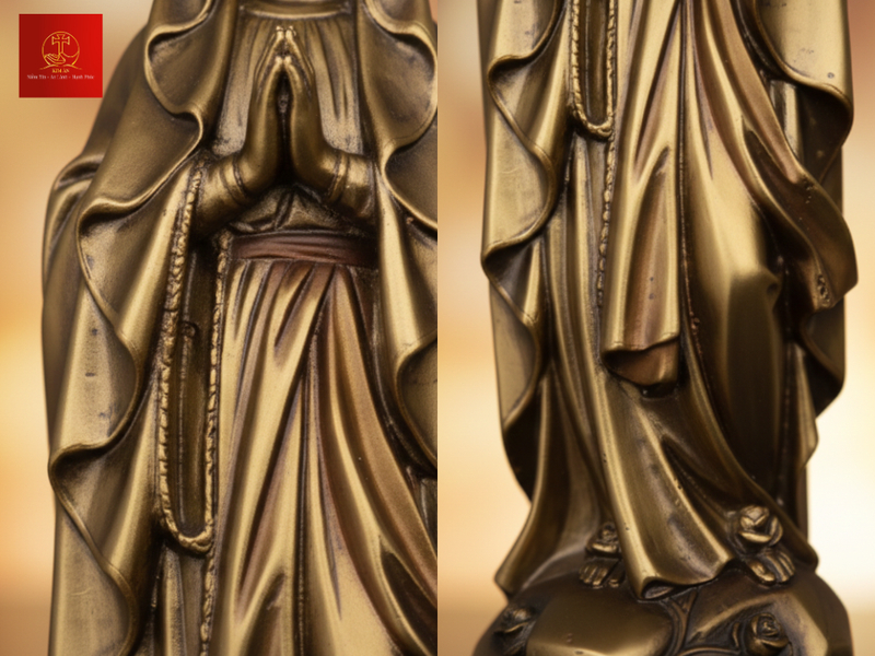 Tượng chạm trổ nếp áo thủ công mang vẻ đẹp sống động có hồn