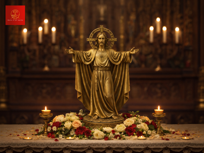 Tượng Chúa Kito dang tay bằng đồng có độ bền vĩnh cửu