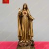 Tượng đức mẹ Fatima Bồ Đào Nha với trái tim vô nhiễm màu đỏ rực chất liệu đồng cao 20cm