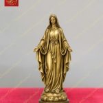 Tượng Đức mẹ Fatima màu vàng Gold chất liệu Đồng cao 30cm