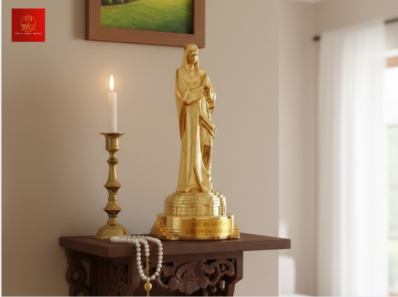 Tượng Đức Mẹ Núi Cúi nhỏ gọn phù hợp không gian căn hộ hiện đại