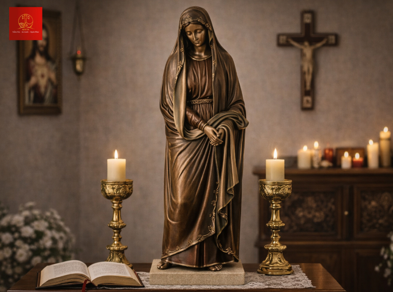 Tượng Đức Mẹ Sầu Bi thể hiện hình ảnh Chúa Giêsu theo cách giản lược