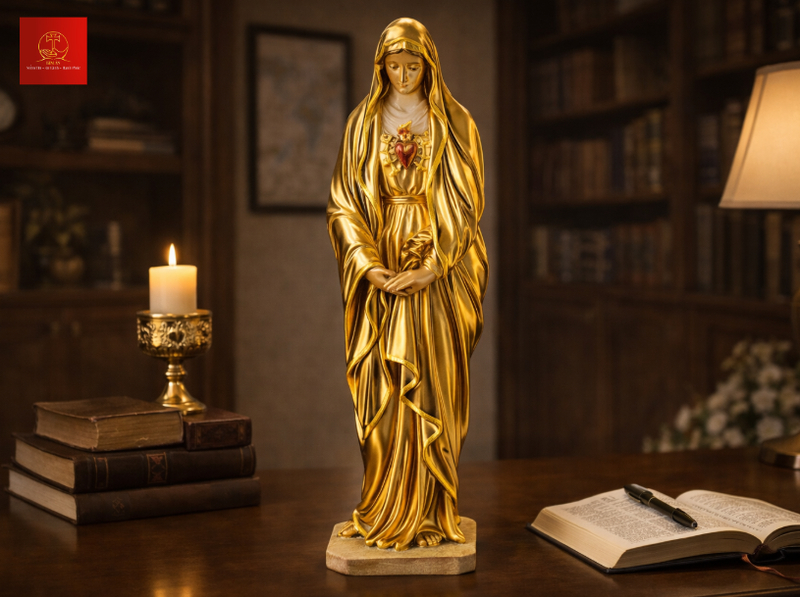 Tượng Đức Mẹ Sầu Bi trái tim bảy lưỡi gươm biểu tượng Thương Khó