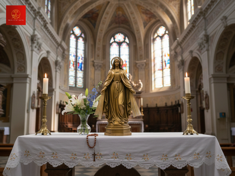 Tượng kích cỡ hài hòa giúp không gian thờ phượng trang trọng nổi bật