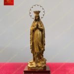 Tượng mẹ Lộ Đức đội vương miện 12 vì tinh tú phát sáng chất liệu đồng cao 30cm