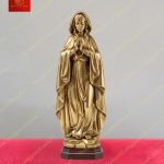 Tượng mẹ Lộ Đức nguyên bản tay cầm chuỗi Mân Côi chất liệu đồng mạ vàng cao 12cm