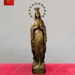 Tượng mẹ Lộ Đức đội vương miện tỏa hào quang 12 tinh tú chất liệu đồng cao 40cm