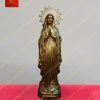 Tượng mẹ Lộ Đức với vầng hào quang tinh tú lung linh, hai tay chắp trước ngực chất liệu đồng cao 25cm