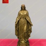 Tượng Mẹ Fatima 2 Tay Ban Ơn dáng đứng hiền từ chất liệu Đồng Màu Vàng Cao 40cm