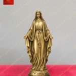 Tượng mẹ fatima màu vàng chất liệu Đồng cao 40cm
