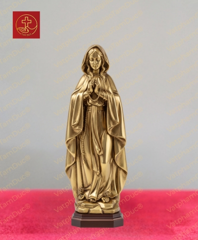 Tượng Mẹ Lộ Đức 12cm bằng đồng mạ vàng