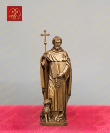 Tượng Thánh Đa Minh tay cầm Thánh Giá chất liệu đồng nguyên chất cao 10cm